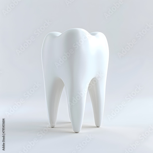 Healthy white tooth molar isolated on light background. Dental care concept oral hygiene with copy space