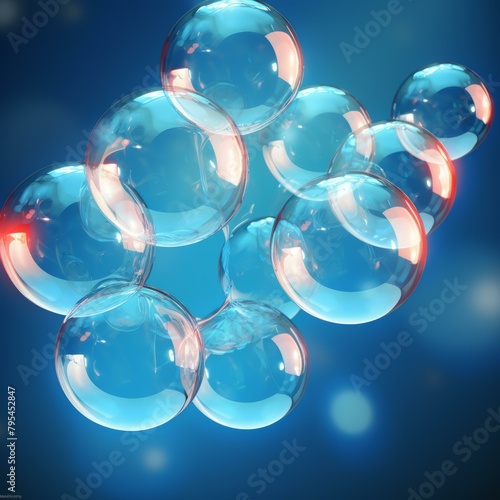 b'3D rendering of a cluster of blue and red spheres'