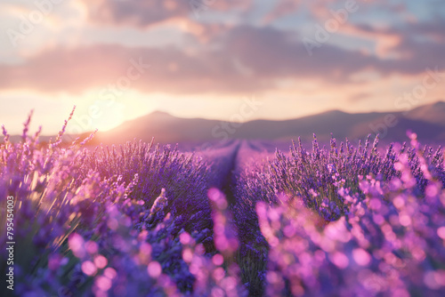 Lavender field in the sunlight 