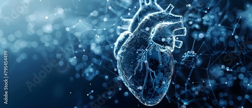 Digital 3D low poly wireframe art of human heart with gears. Concept Low Poly Art, Wireframe Design, Human Heart, Gears, Digital Art