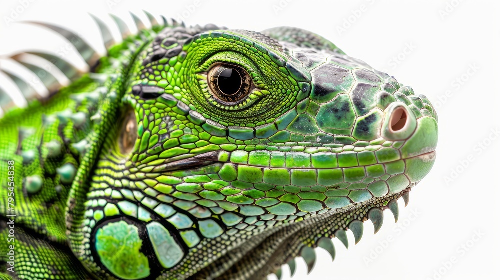(Iguana Iguana) on a white background will show off the bright colors and intricate details of this amazing reptile. With a distinctive shade that can only be seen on the head. (Iguana Iguana) on a white background will show off the bright colors and intricate details of this amazing reptile. With a distinctive shade that can only be seen on the head.