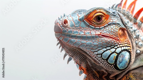  Iguana Iguana  on a white background will show off the bright colors and intricate details of this amazing reptile. With a distinctive shade that can only be seen on the head.