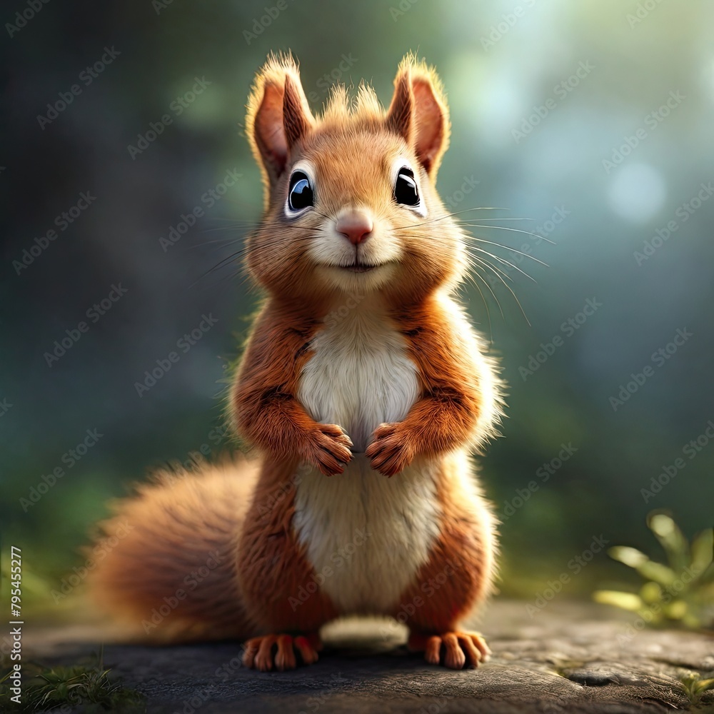 Obraz premium Red squirrel enjoying nuts in the forest