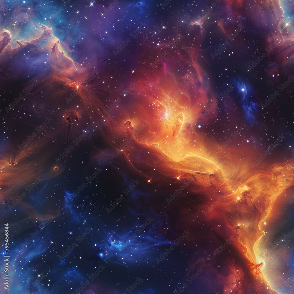 Naklejka premium Astral Elegance Celestial Stars and Nebulae