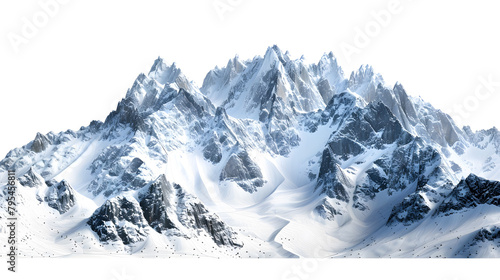 Snowy mountains with  rocks and peaks, isolated on white background © Oksana