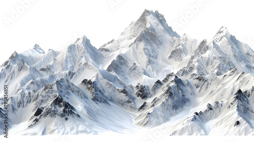 Snowy mountains with  rocks and peaks, isolated on white background © Oksana