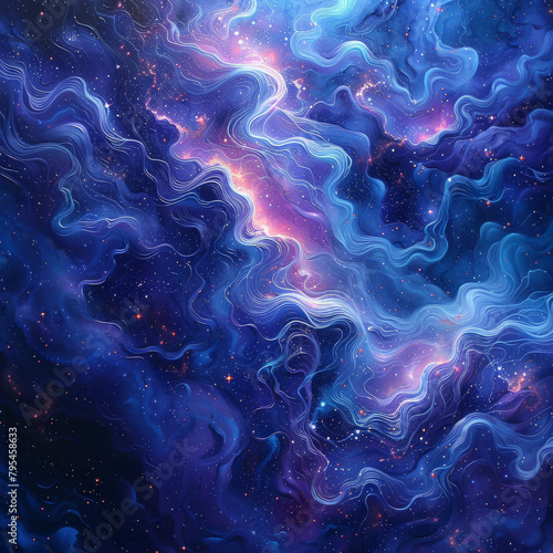 Nebula Neon Dreams in Blue - Purple and Fuchsia