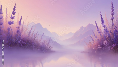 Lilac Lullaby, Soft Lavender and Warm Pink Background with Subdued Texture, Singing a Peaceful Melody.