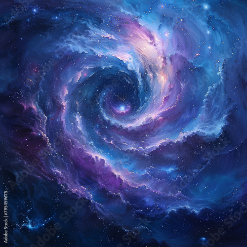 Nebula Neon Dreams in Blue - Purple and Fuchsia