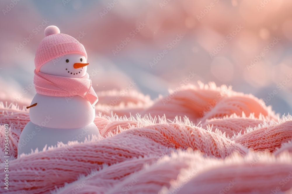 Obraz premium A colorful snowman on the snow 