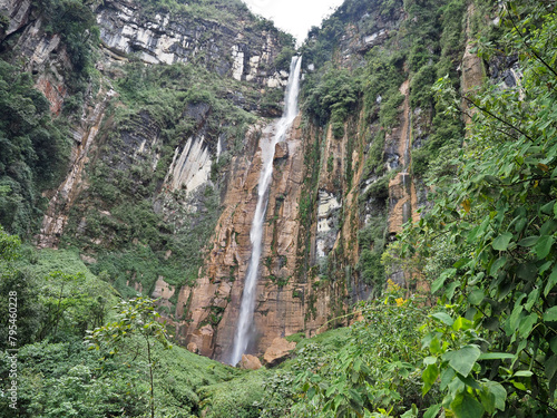 Yumbilla Falls. Peru. Yumbilla Falls is a waterfall located in the northern Peruvian region of Amazonas. It is considered the world's fifth tallest waterfall, with 895 m (2,938 ft) high. photo