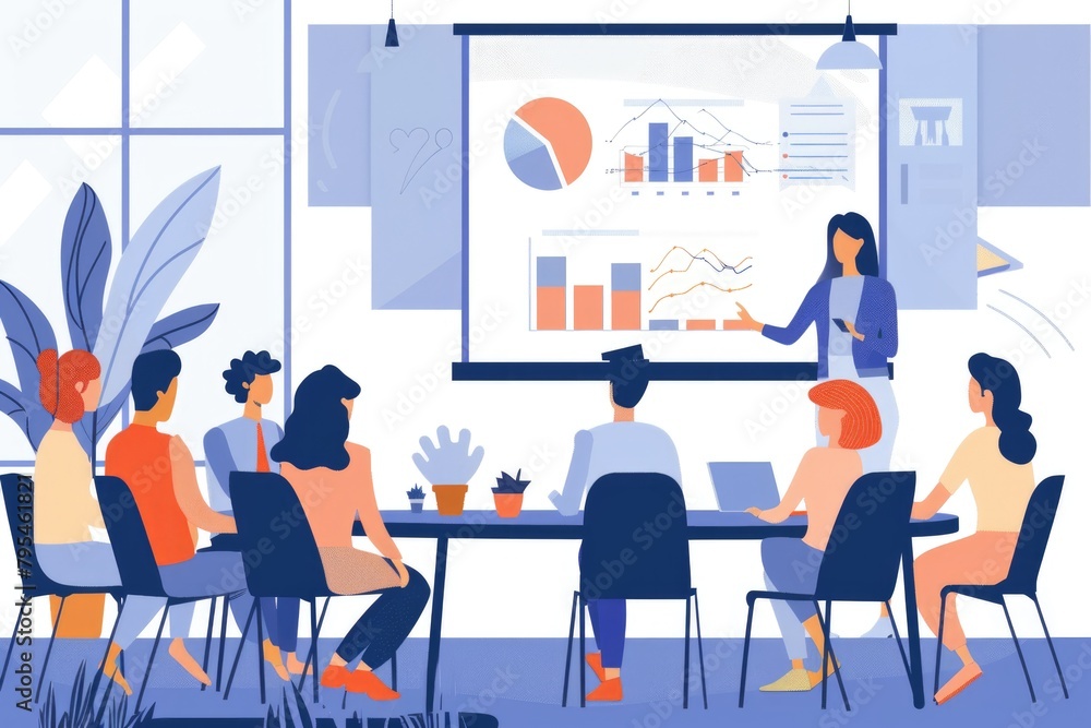 A woman entrepreneur pitching a startup idea in a coworking space filled with young professionals, A woman entrepreneur pitching a startup idea in a coworking space filled with young professionals,