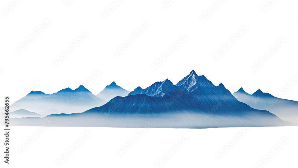 blue mountain chain in snow, iceberg in the mountains