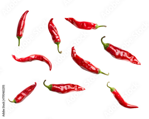 Red hot chili peppers on transparent background