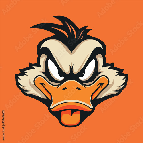 Angry duck head mascot logo vector illustration with isolated background