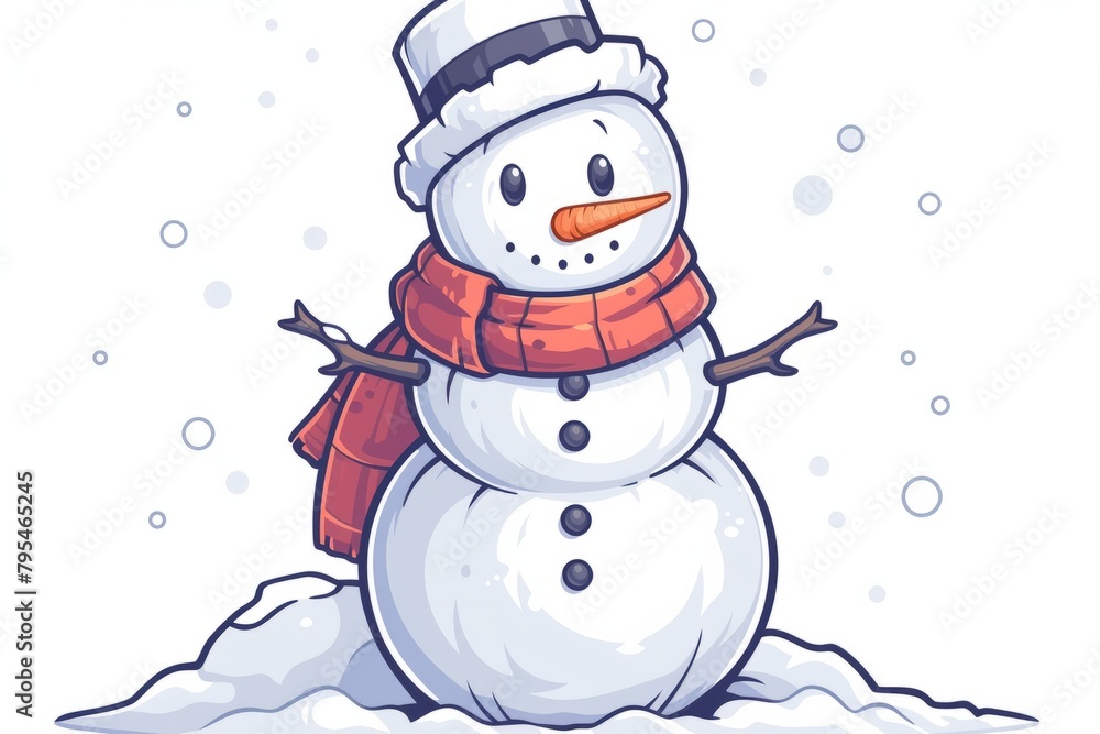 Beautiful Snowman at winter season Christmas