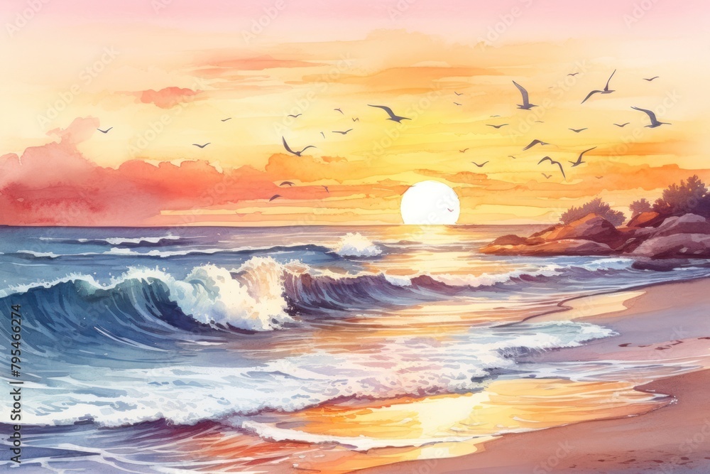 Beach outdoors painting horizon