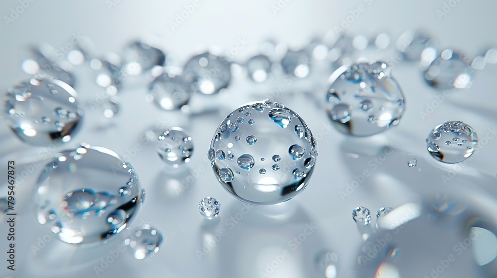 A close up of many small water droplets on a surface A close up of many small water droplets on a surface