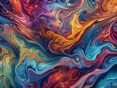 Abstract swirling colors in a contemporary art painting. This abstract painting would be a great addition to any modern or contemporary art collection.
