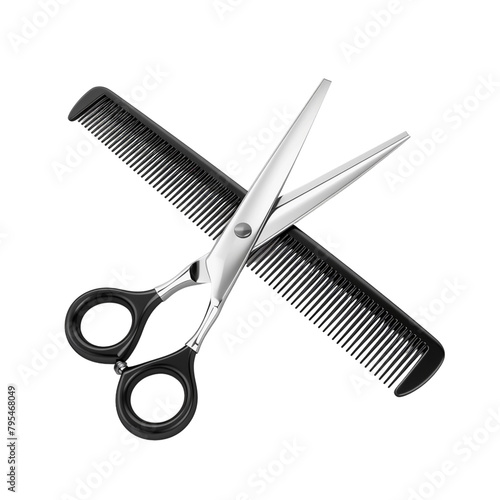  comb and scissors isolated transparent,generative ai