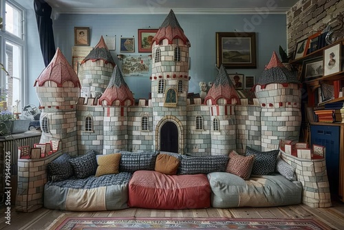 Pillow fort castle, living room knights and princesses, imaginative kingdom defense