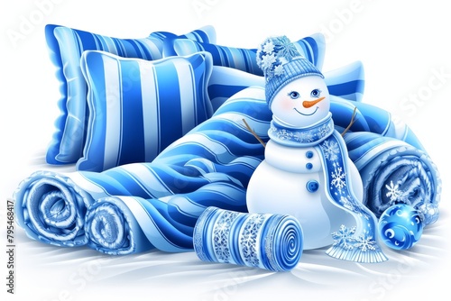 Beautiful snowman at winter season, christmas