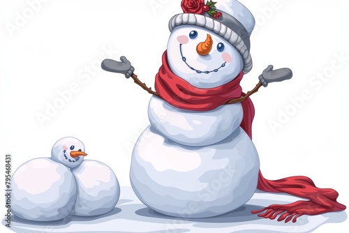 Beautiful snowman at winter season, christmas