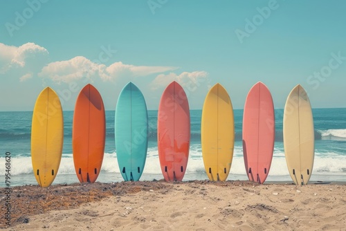Colorful beach pointers, surfboard shapes, summer vibe, blank
