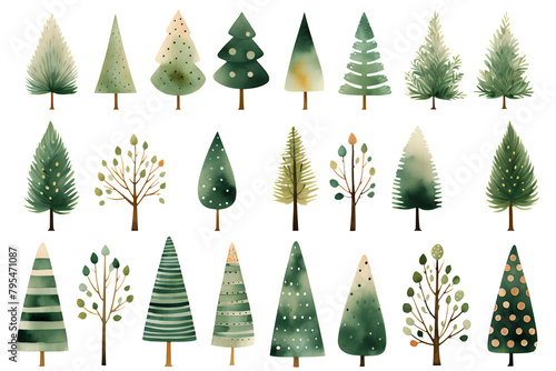  Enchanting Forest Variety. This collection of whimsical  stylized trees seems to come straight from a fairy tale. Each tree boasts a unique design  from polka dots and stripes to gentle 