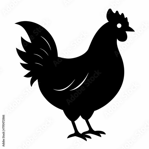 rooster and chicken silhouette vector illustration