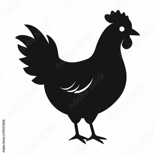 rooster and chicken silhouette vector illustration