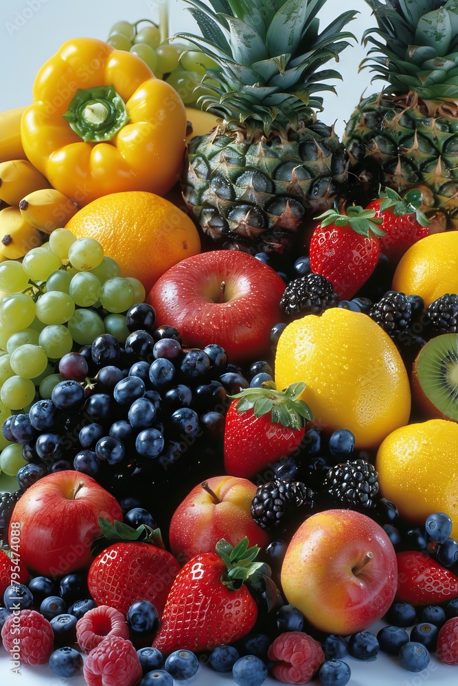 Fruit mix of apples and kiwi, ripe grapes and water drops. Concept: assorted products to demonstrate freshness and variety, healthy food with vitamins Fruit mix of apples and kiwi, ripe grapes and water drops. Concept: assorted products to demonstrate freshness and variety, healthy food with vitamins