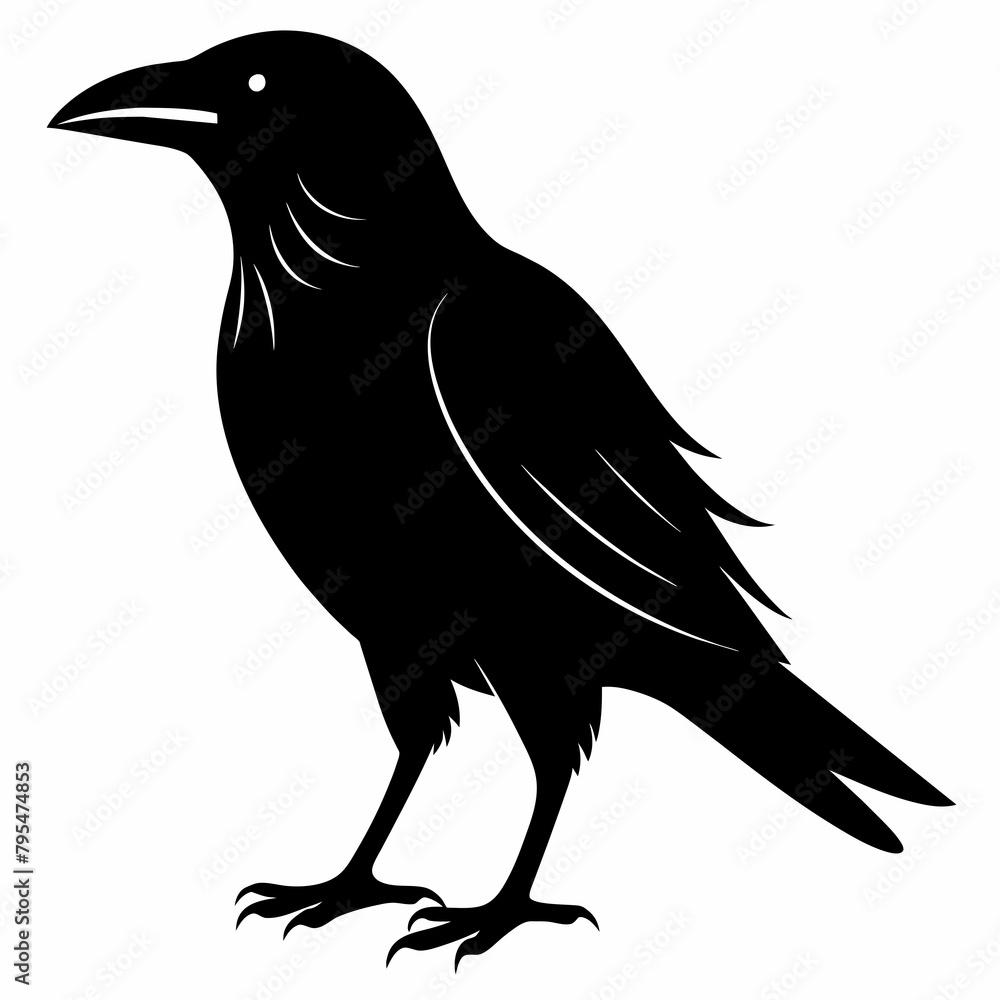 Fototapeta premium Raven silhouette vector illustration on white background