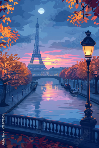 Paris scene in flat graphics © Ricardo Costa
