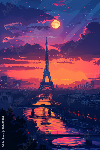 Paris scene in flat graphics © Ricardo Costa
