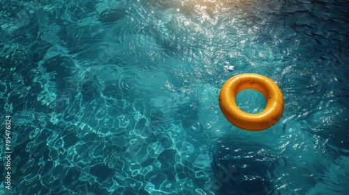 A yellow rubber ring floats in a pool of water