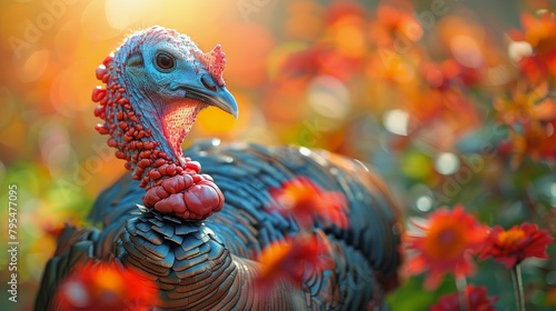 vivid farm turkey background with copy space photo