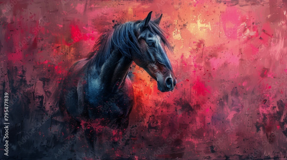 Obraz premium vivid farm horse background with copy space