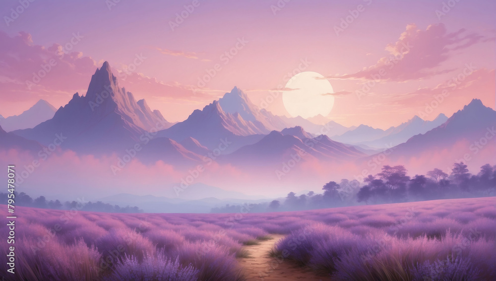 Sunset Serenity, Soft Pink and Lavender Background with Subtle Textured Undertones, Invoking Tranquility.