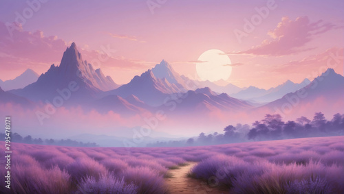 Sunset Serenity, Soft Pink and Lavender Background with Subtle Textured Undertones, Invoking Tranquility. © xKas