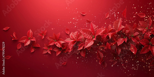 Roter Weihnachtsstern Blume zu Weihnachten kunstvoll als Zeichung dargestellt, ai generativ photo
