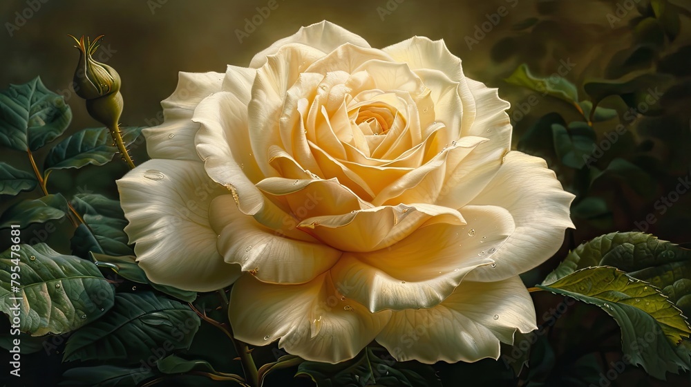 Ethereal Elegance: Ivory Rose Blossom in Painterly Style Ethereal Elegance: Ivory Rose Blossom in Painterly Style