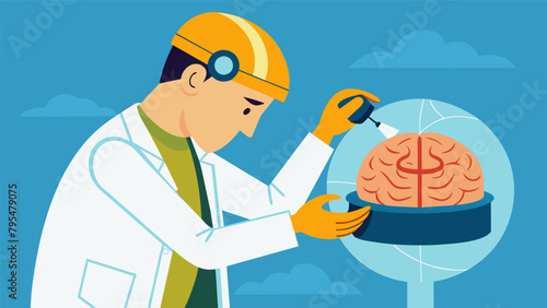 The maintenance technician delicately replaces the protective covering of the brain implant safeguarding it from external factors that may impact its.