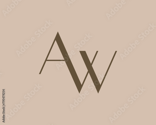 AW letter logo icon design. Classic style luxury initials monogram.