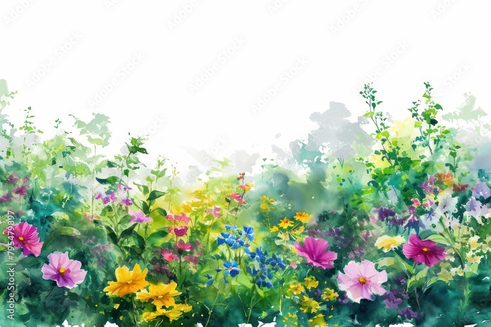 Obraz premium Summer garden border painting nature outdoors.