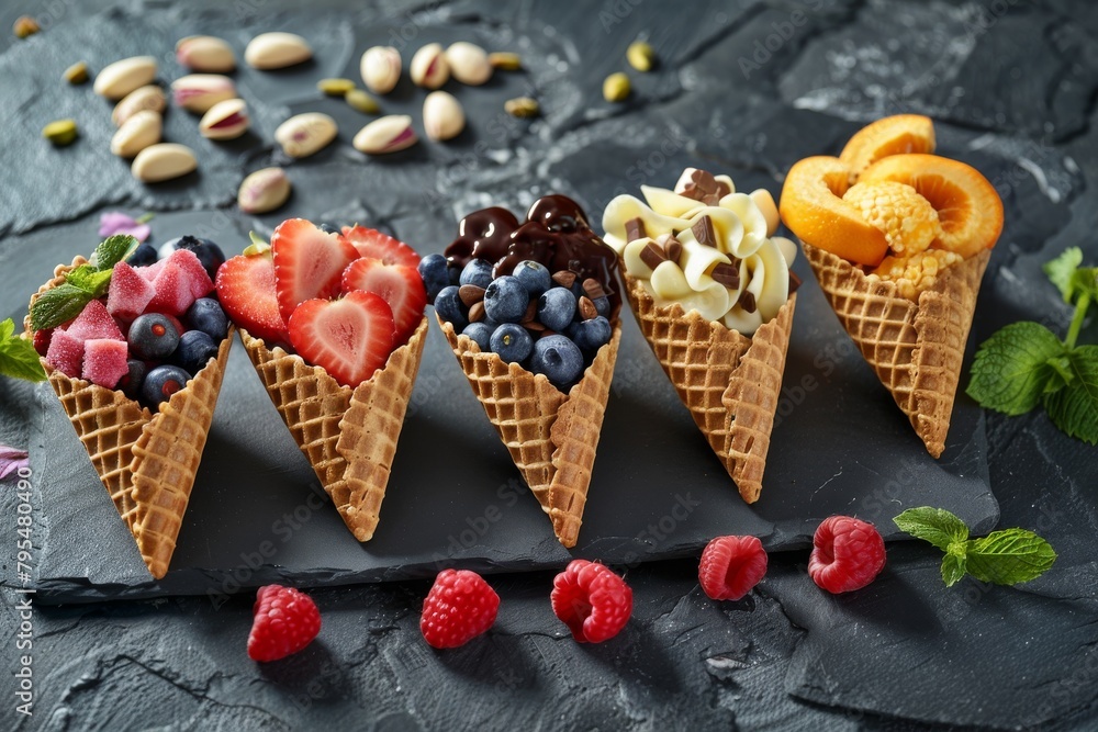 Enjoy a creamy serving of ice and cream in a cold dessert, designed as a tasty flavor snack in a collection that enhances any food vector dessert flavor. Enjoy a creamy serving of ice and cream in a cold dessert, designed as a tasty flavor snack in a collection that enhances any food vector dessert flavor.