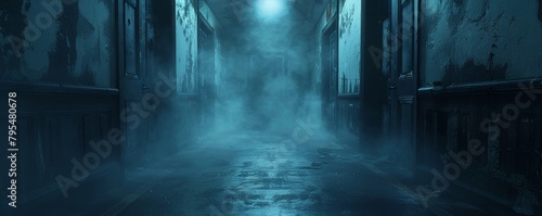 Dark Entity, Shadows, Malevolent presence lurking in the mind, Haunting an abandoned asylum, Foggy night