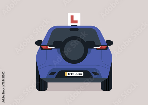 A student or learner driver car, The L on top indicates that the person is learning and may be accompanied by an instructor