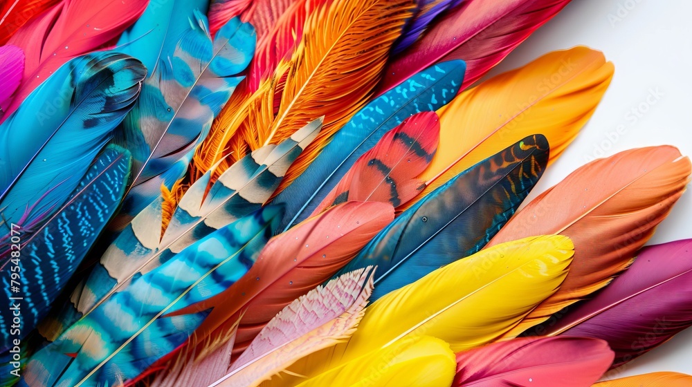 Vibrant bohemian feathers adding personality and charm to white