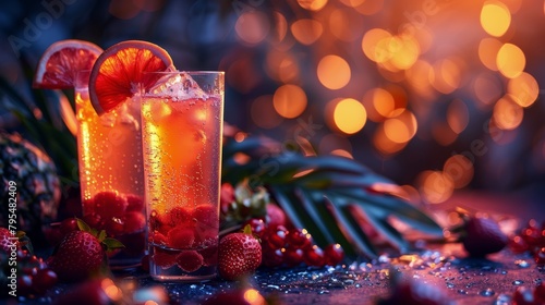 Glasses of Liquid With Fruit